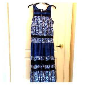 Michael Kors Blue/Black Mixed Media Dress